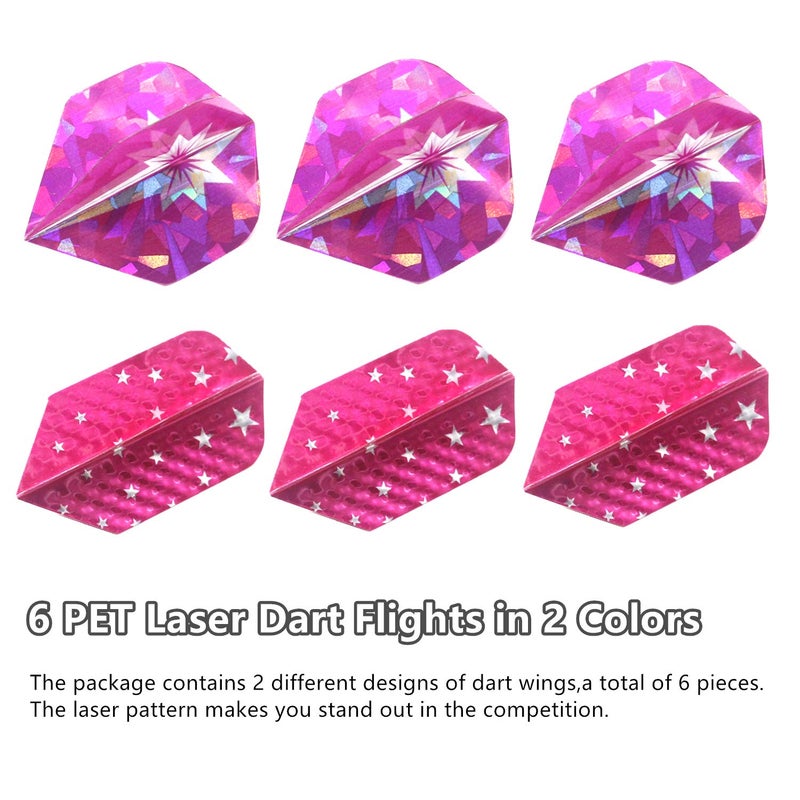 ROOBEEO Soft Tip Darts Set for Electronic Dart Board 18/22g Plastic Tip Darts Set with Brass Barrels&Aluminum Shafts, 6 Flights 3 Spare Plastic Dart Shaft 20 Soft Tips Portable Case (18g-Silver&Pink) - Image 4